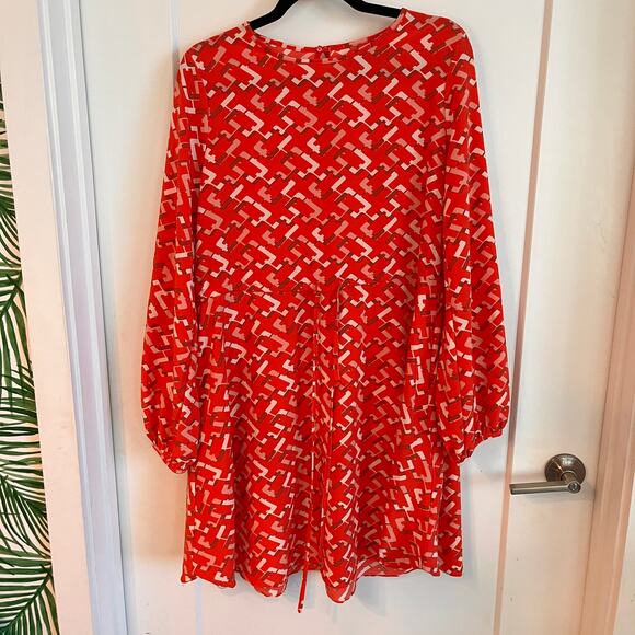 Pomander Place x Tuckernuck Red Chain Colette Long Sleeve Mini Dress Size Large - Picture 2 of 9